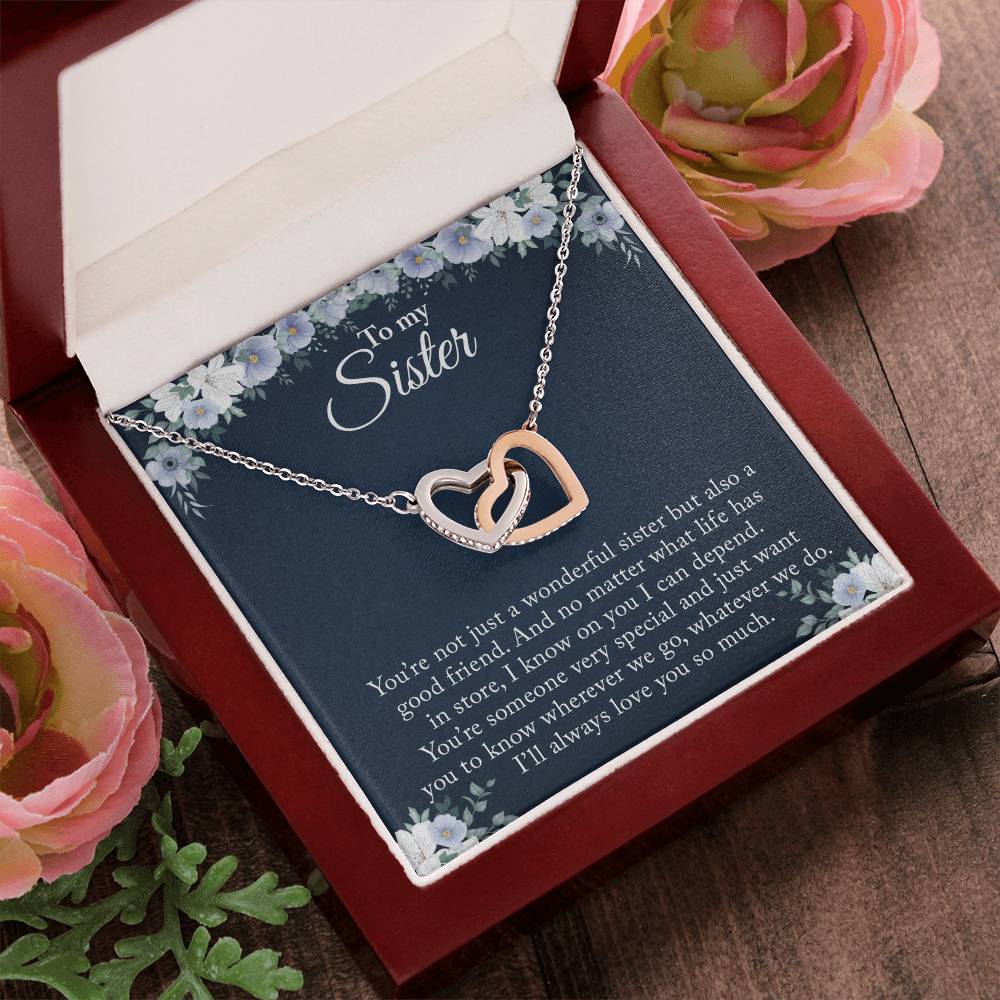 Necklace Sister’S Best Christmas Gift Birthday Gift For Sister To My Little Sister Present For Teenage Sister Gift For Sis Interlocking Hearts Necklace