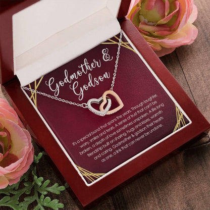 Special Bond Between Godmother & Godson Interlocking Hearts Necklace