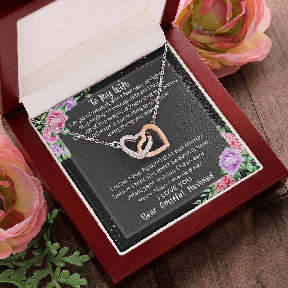 Gift For Wife- Anniversary Gift For Wife Birthday Gift For My Wife Candle Night Dinner Present To My Wife Christmas Gift To My Wife Wife. Interlocking Hearts Necklace