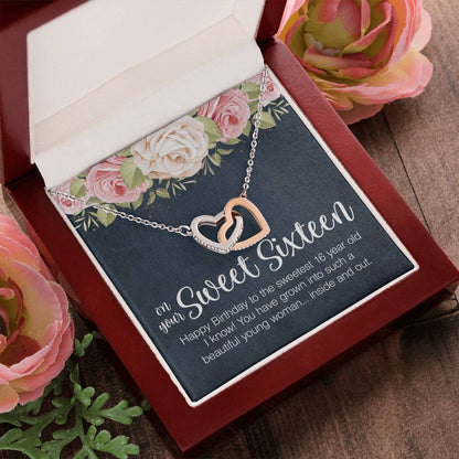 Sweet Sixteen Necklace Sweet 16 Birthday Gift Interlocking Heart Necklace Gift For 16Th Birthday Sweet 16 Gifts Interlocking Hearts Necklace
