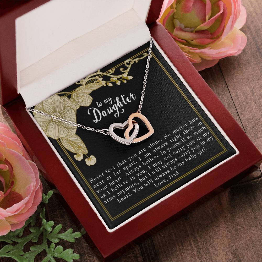 To My Daughter Love Dad Interlocking Hearts Necklace