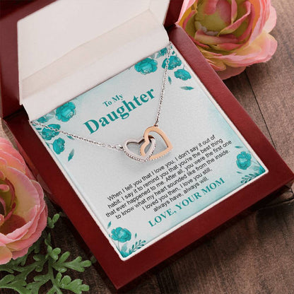 To My Crazy Daughter- Mom Love You - Mother Love For Daughter Interlocking Hearts Necklace
