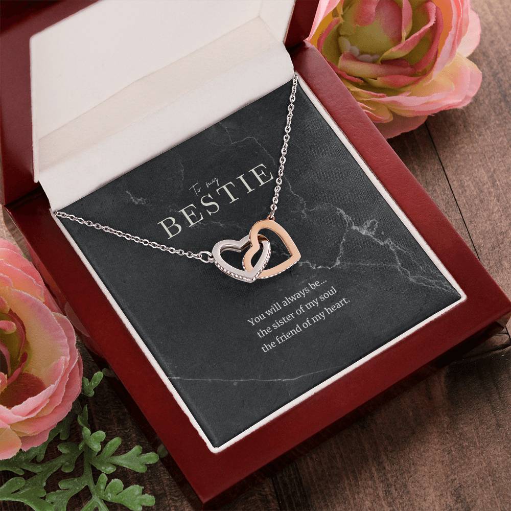 To My Bestie Interlocked Heart Necklace Interlocking Hearts Necklace