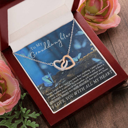 To My Granddaughter Butterfly Necklace - A Unique Gift She Can Cherish Forever Interlocking Hearts Necklace