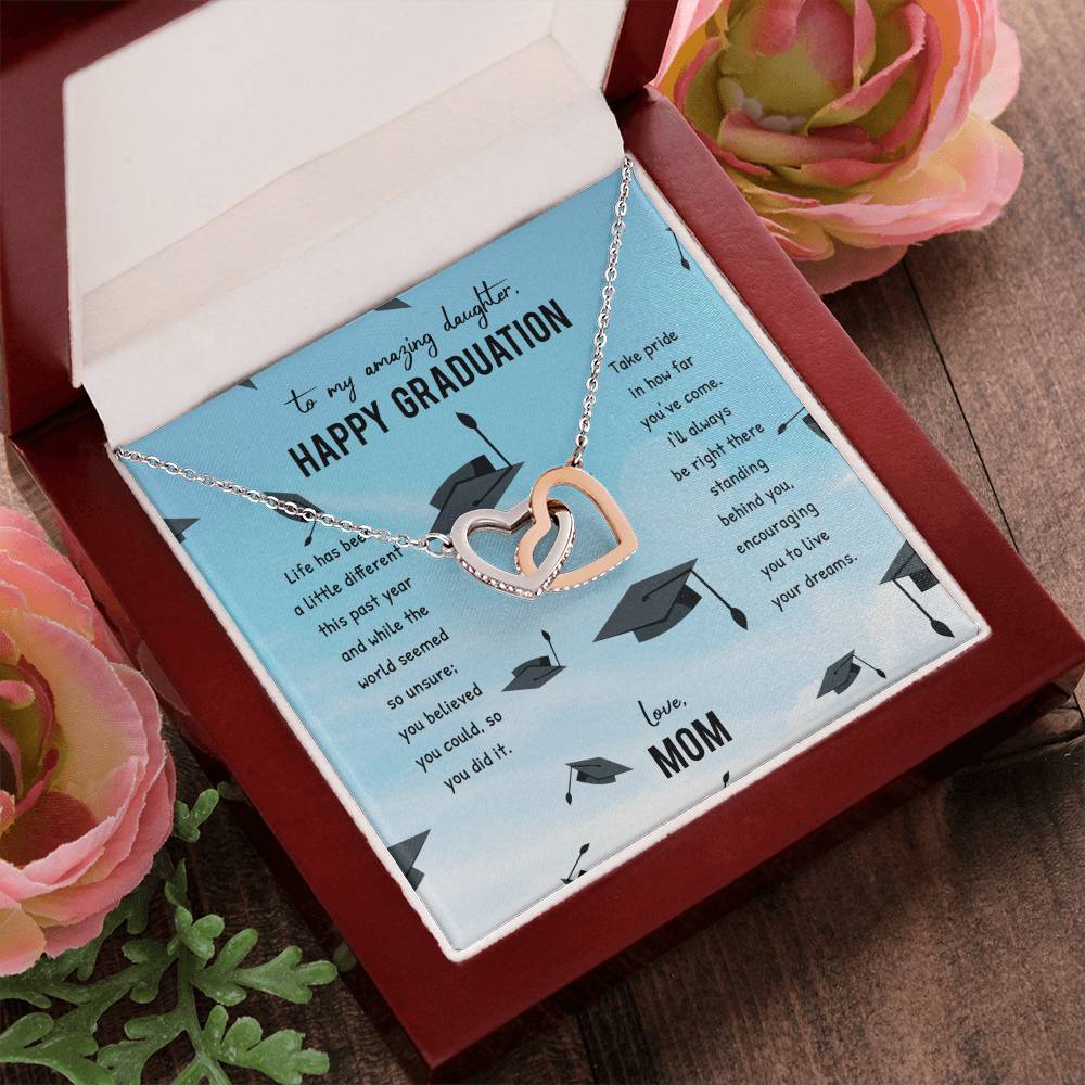 Graduation Gift For Daughter Single Pearl Necklace Personalized Graduation Jewelry For College Senior Graduation Graduation Gift For Her Interlocking Hearts Necklace