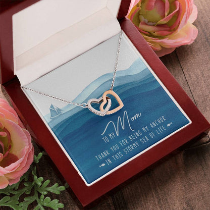 To My Mom Interlocking Hearts Necklace Message Card