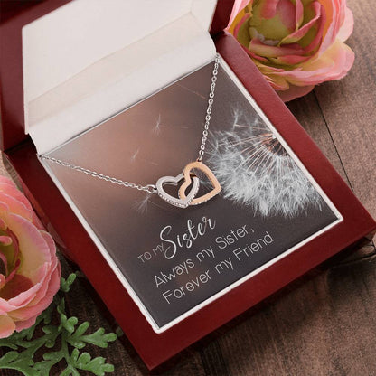 To My Sister Interlocking Hearts Necklace Birthday Message Card