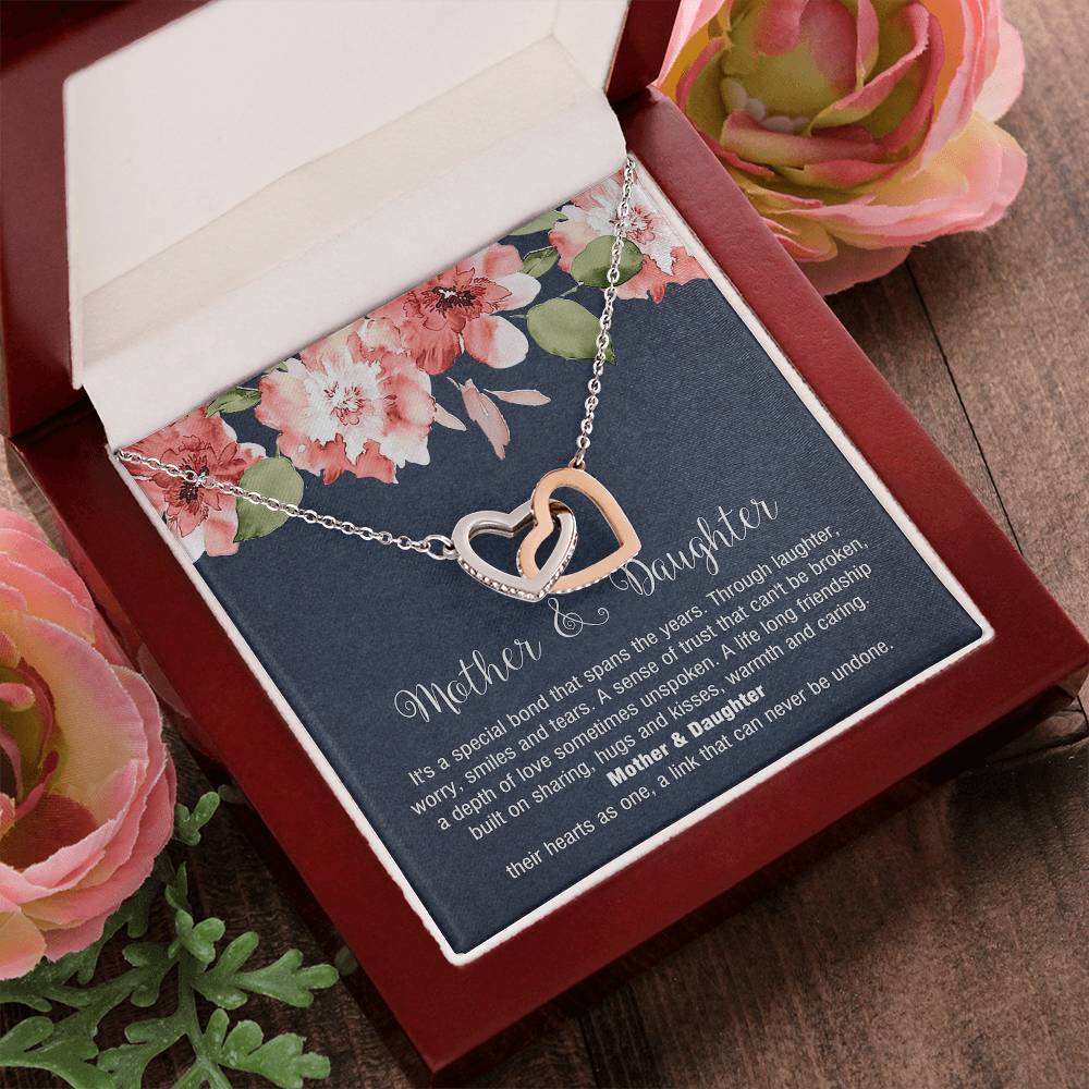 Mother & Daughter - Special Bond That Spans The Years. Interlocking Hearts Necklace