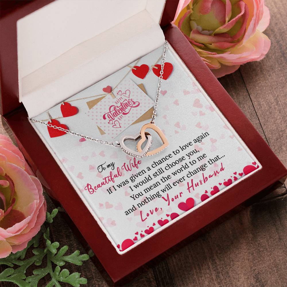 Wife Valentine Interlocking Hearts Necklace