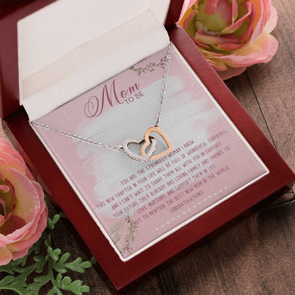 Mom To Be Interlocking Hearts Necklace Message Card
