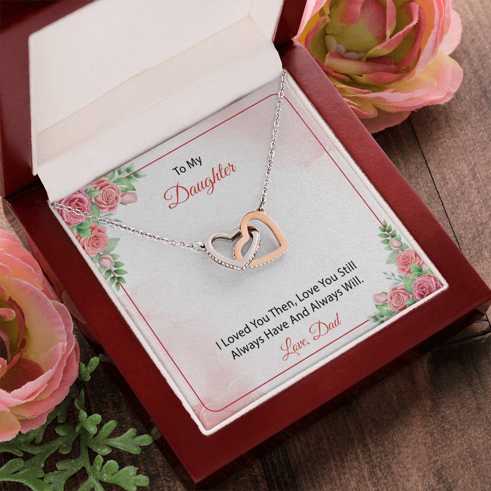 To My Daughter From Dad Interlocking Hearts Necklace