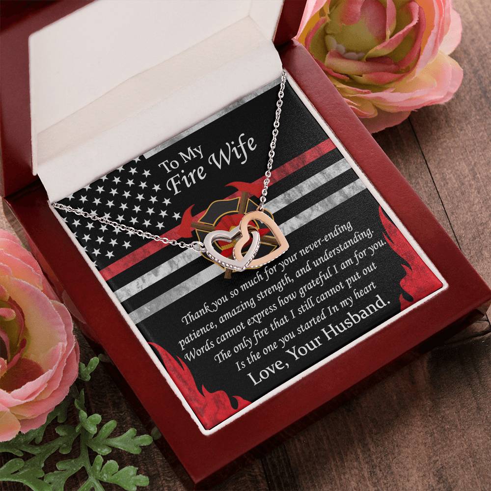 To My Fire Wife Interlocking Hearts Necklace
