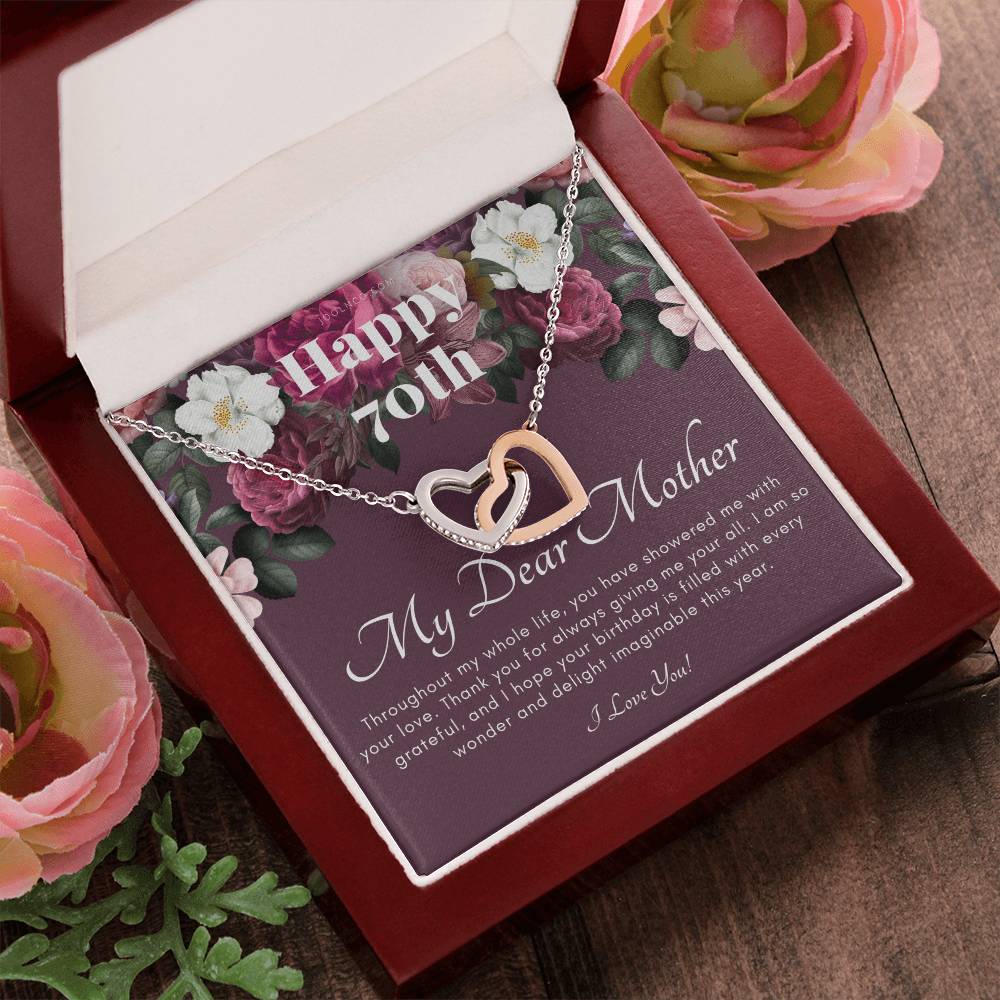 Mother'S 70Th Birthday Gift Gift For Mom On Her Birthday Gift For Mom From Daughter & Son Mom Necklace Best Mom Gift Message Card Interlocking Hearts Necklace