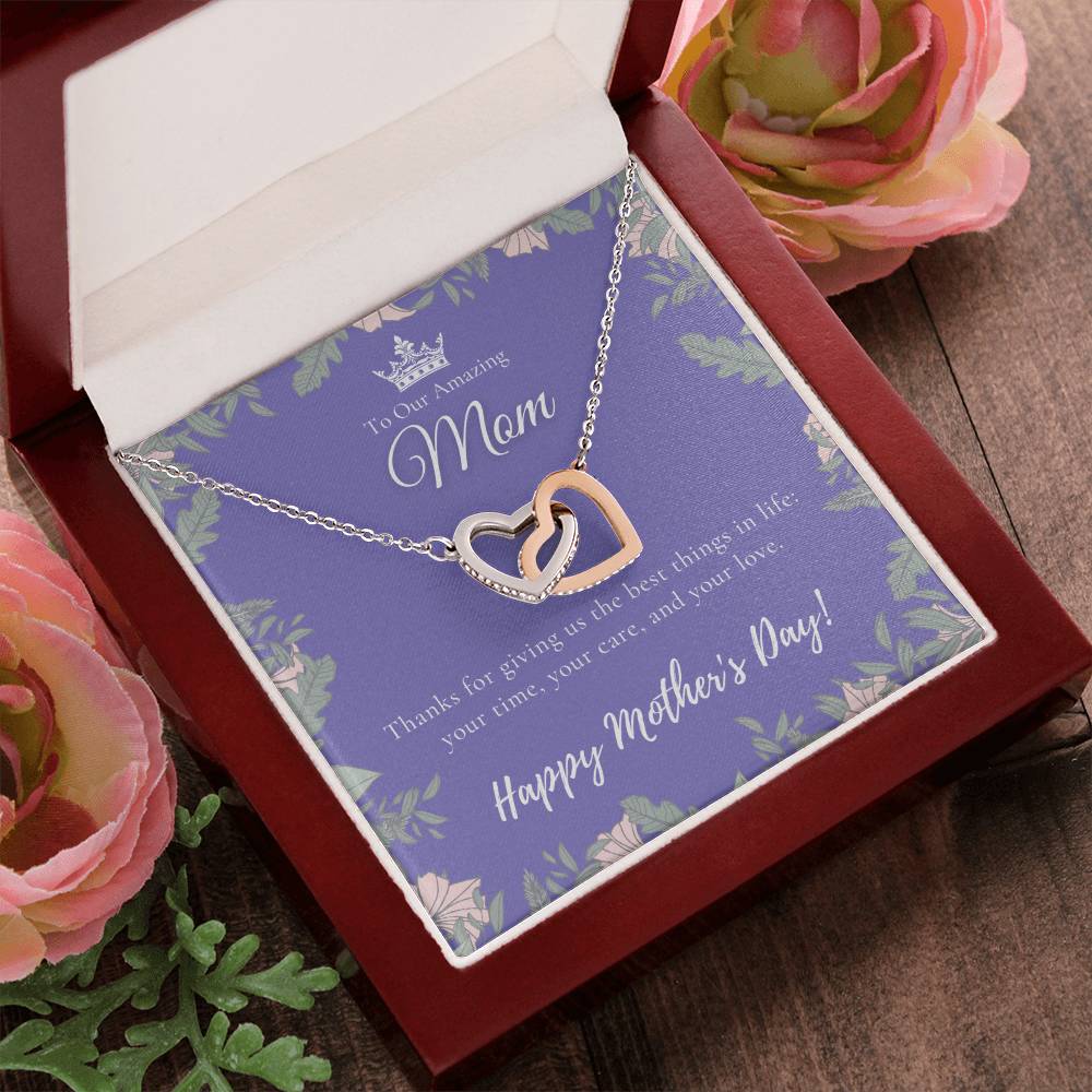 To Our Amazing Mom Necklace Happy Mother’S Day Gift Personalized Mom Gift Mothers Necklace Gift For Mom Best Mom Gift Interlocking Hearts Necklace