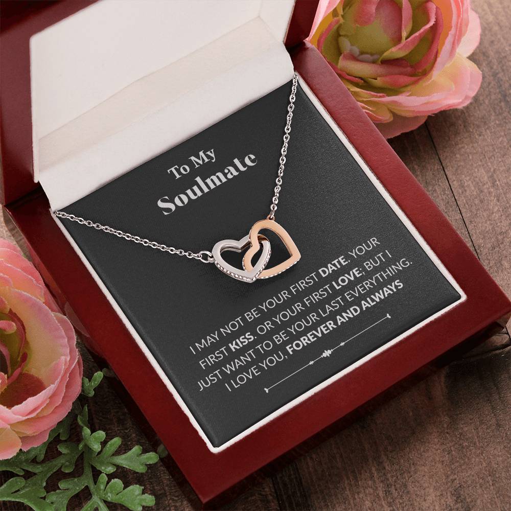 To My Soulmate Interlocking Heart Necklace Wife Necklace Fiancé Neclace Interlocking Hearts Necklace