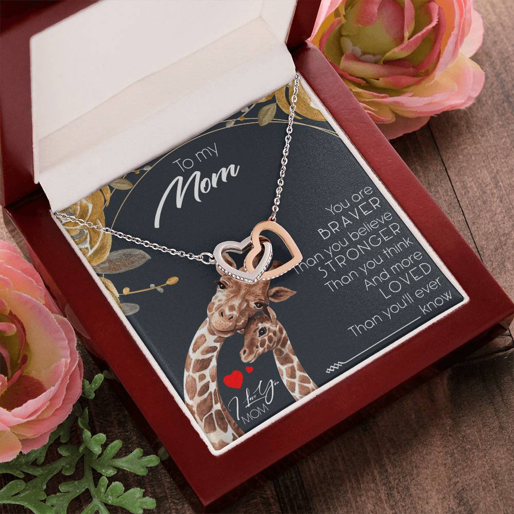 To My Mom Interlocking Hearts Necklace Message Card
