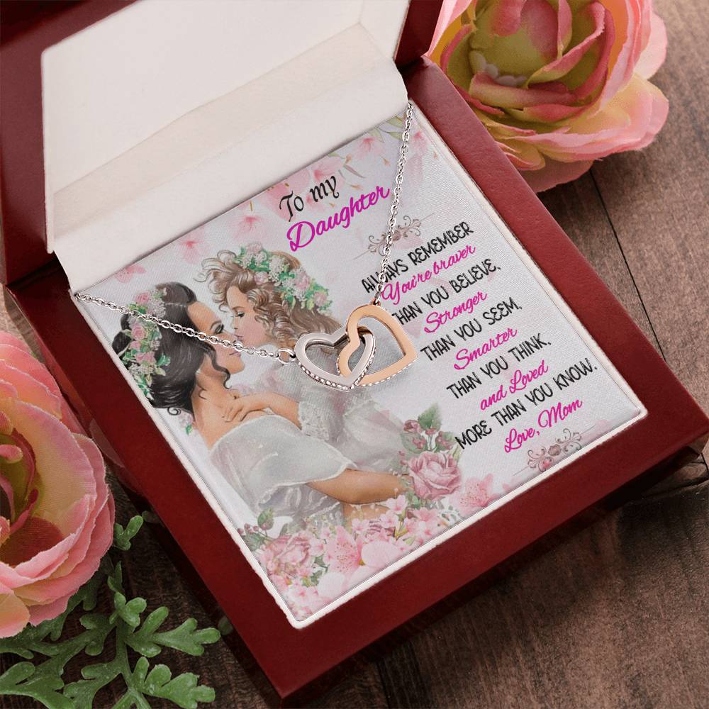Mother Daughter Necklace Interlocking Hearts Necklace For Daughter To My Daughter Message Card Necklace