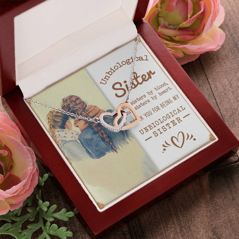 Unbiological Sister Interlocking Hearts Necklace