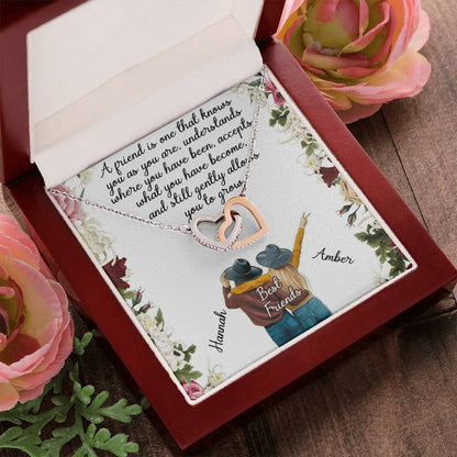 Best Friend Gift Necklace Interlocking Hearts Necklace Gift For Best Friend Birthday Gift For Friend Bff Necklace Gift Custom Name Card