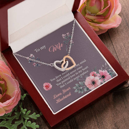 To My Wife - Memories Paint Heart - Necklace Interlocking Hearts Necklace