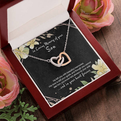 Loss Of Son Gift Son Memorial Necklace Twin Hearts Interlocking Hearts Necklace