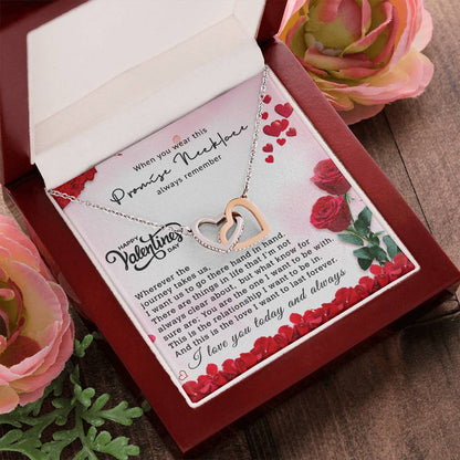 Valentines Day Gift For Girlfriend - Anniversary Gift For Girlfriend - Promise Necklace For Girlfriend From Boyfriend Interlocking Hearts Necklace