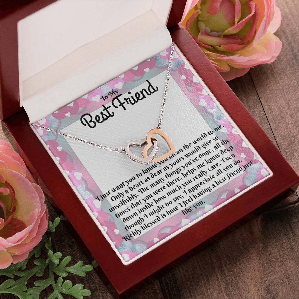 To My Best Friend - Sparkling Interlocking Hearts Necklace