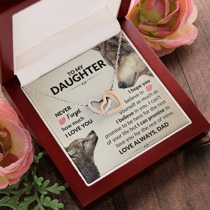 To My Daughter - Never Forget - Necklace Interlocking Hearts Necklace