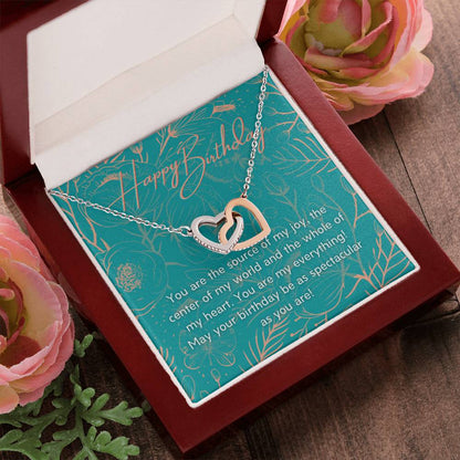 To My Daughter Happy Birthday - Connected Hearts Interlocking Hearts Necklace
