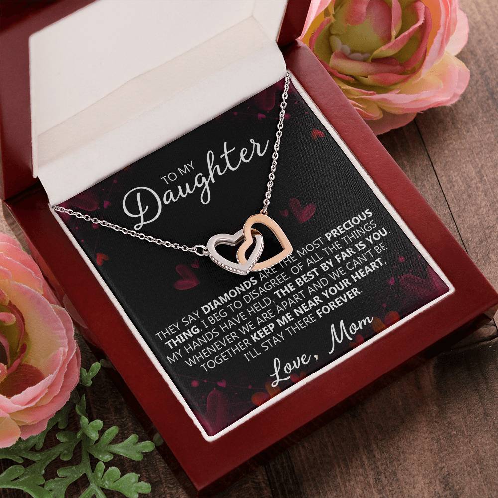 To My Daughter - My Precious - Unique Heart Binding Necklace Gift Set Interlocking Hearts Necklace
