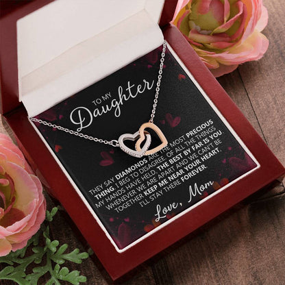 To My Daughter - My Precious - Unique Heart Binding Necklace Gift Set Interlocking Hearts Necklace