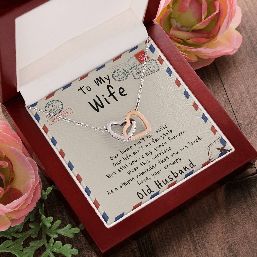 To My Wife - I Love You Message - Tmw17 Interlocking Hearts Necklace