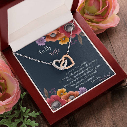 To My Wife Necklace Gift Set Interlocking Hearts Necklace