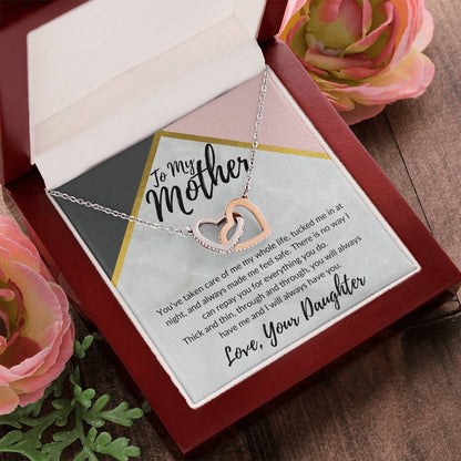 To My Mother - Through Thick And Thin - Necklace Interlocking Hearts Necklace