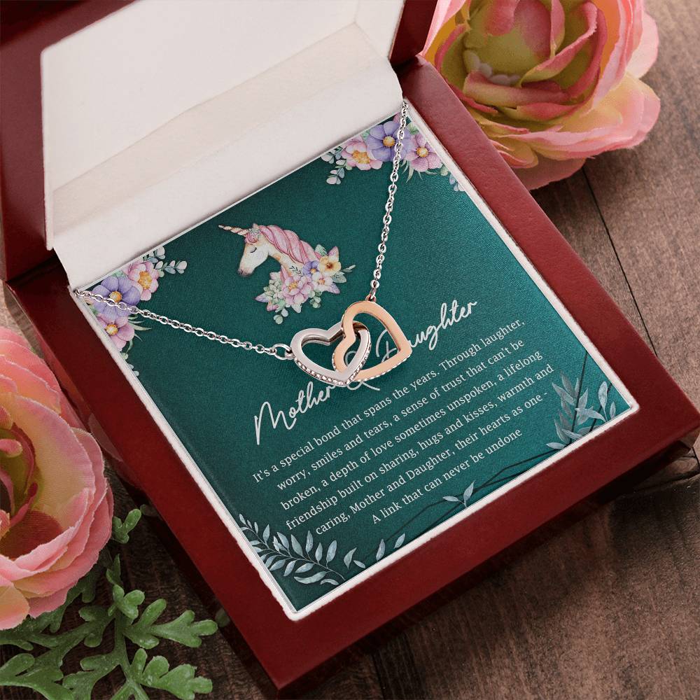 Mother And Daughter Their Hearts As One Interlocking Hearts Necklace Mother'S Day Message Card
