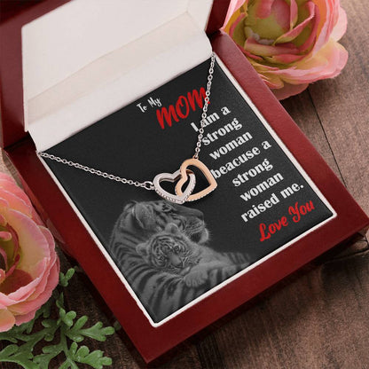 To My Mom Strong Woman Love You Always Interlocking Hearts Necklace