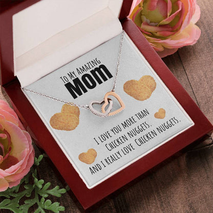 I Love You More Than Chicken Nuggets Interlocking Hearts Necklace