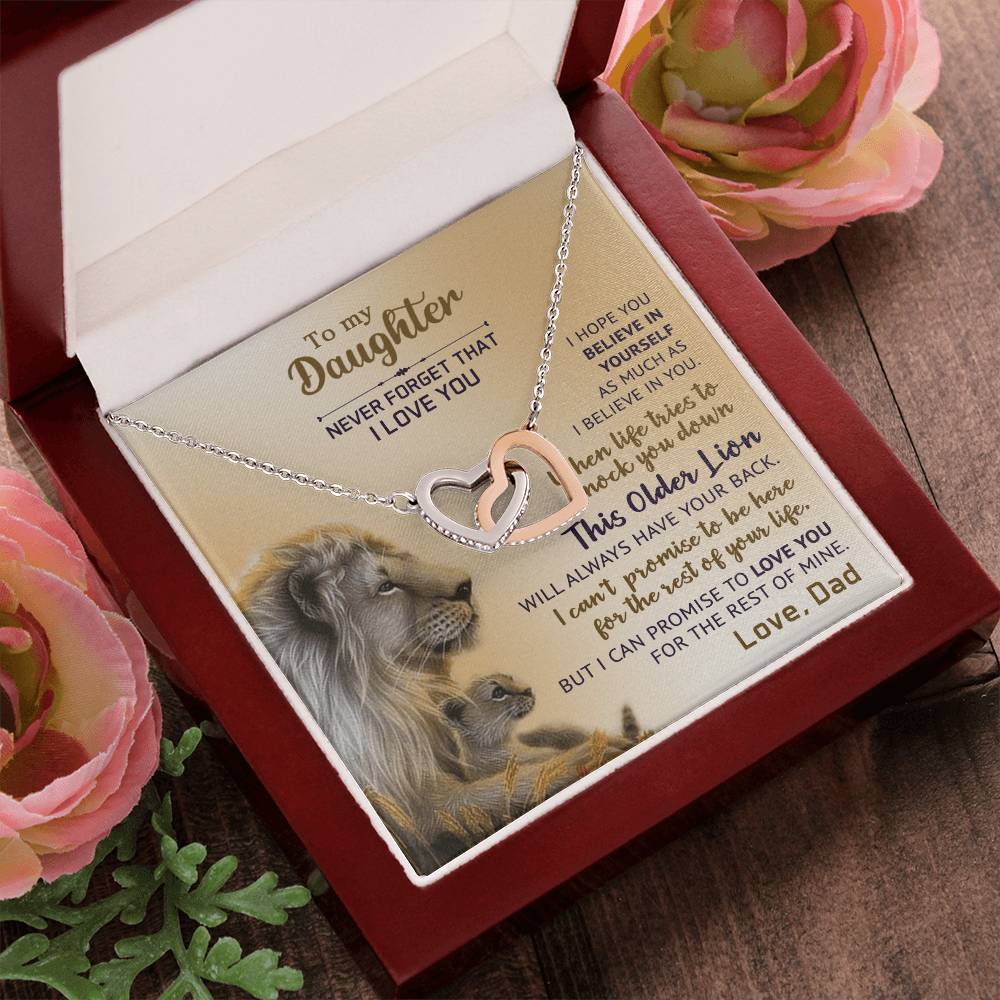 Interlocking Hearts Necklace - Lions & Never Forget Collection - Gift For Daughter From Dad