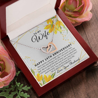 14 Year Wedding Anniversary Gift For Wife 14Th Anniversary Gift For Her 14 Year Anniversary Gift Ideas 14Th Anniversary Gifts Interlocking Hearts Necklace