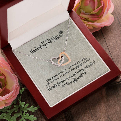 Unbiological Sister Necklace Interlocking Hearts Necklace