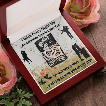 I Wish Every Night My Bedsheets Smell Like You - Gift For Future Wife Interlocking Hearts Necklace