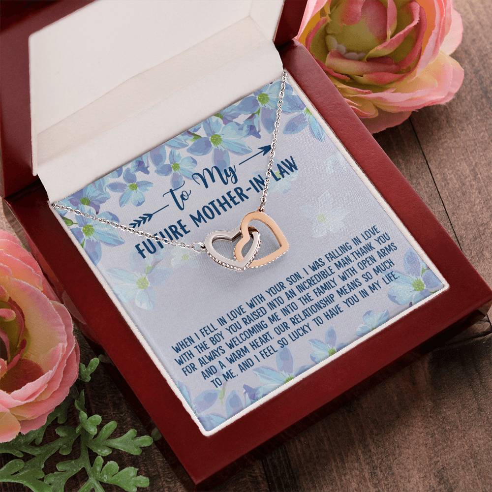 To My Future Mother-In-Law Gift For Birthday Anniversary Or Any Occasion Interlocking Hearts Necklace