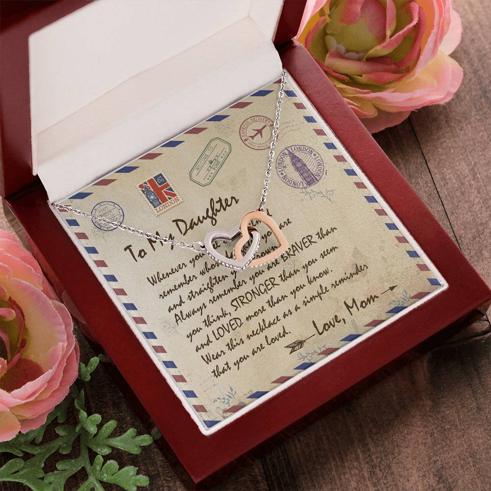 To My Daughter Email Letter Interlocking Heart Necklace Birthday Message Card Interlocking Hearts Necklace