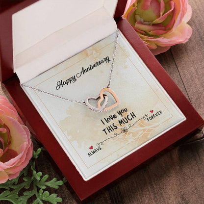 Happy Anniversary - Forever Love Double Love Silver Necklace For Wife Husband Girlfriend Boyfriend Significant Other So. Interlocking Hearts Necklace