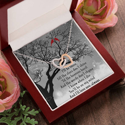 I'Ll Be There Interlocking Hearts Necklace Message Card