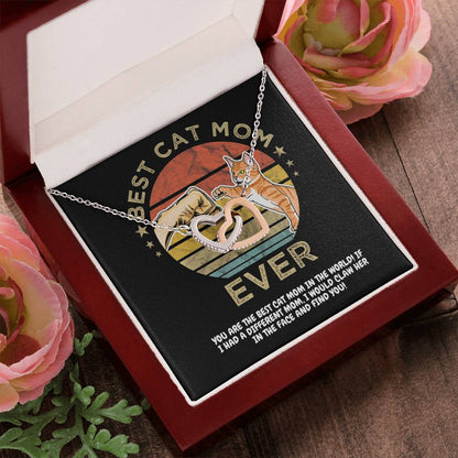 Best Cat Mom Ever Happy Mother'S Day Fist Bump Interlocking Hearts Necklace