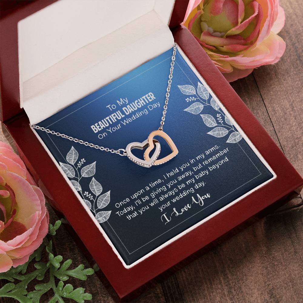 To My Beautiful Daughter - Always Be My Baby Interlocking Hearts Necklace