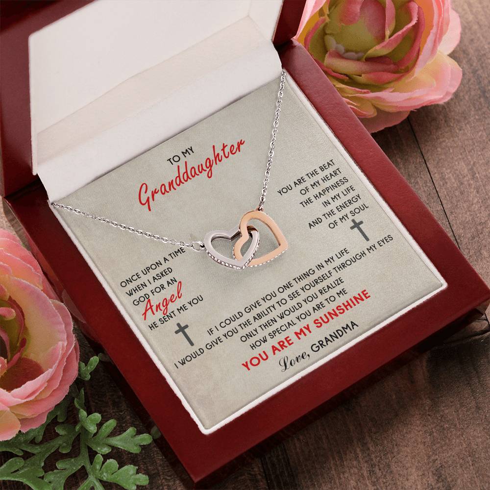 To My Granddaughter Interlocking Heart Necklace Interlocking Hearts Necklace