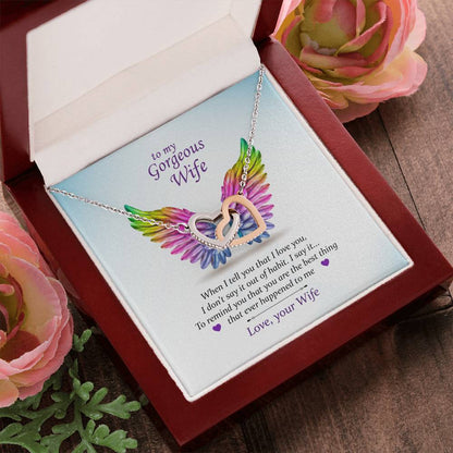 To My Gorgeous Wife ~Pride~ Interlocking Hearts Necklace