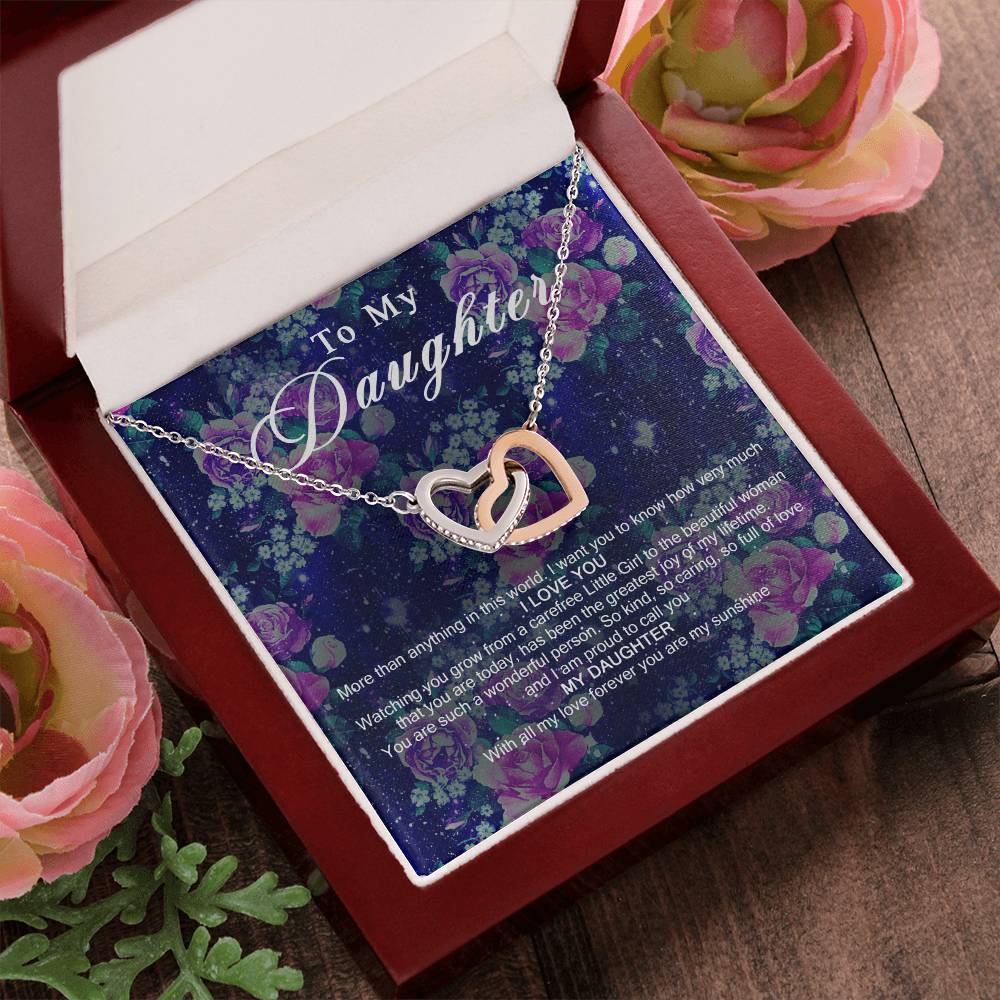 To My Daughter Interlocking Hearts Necklace